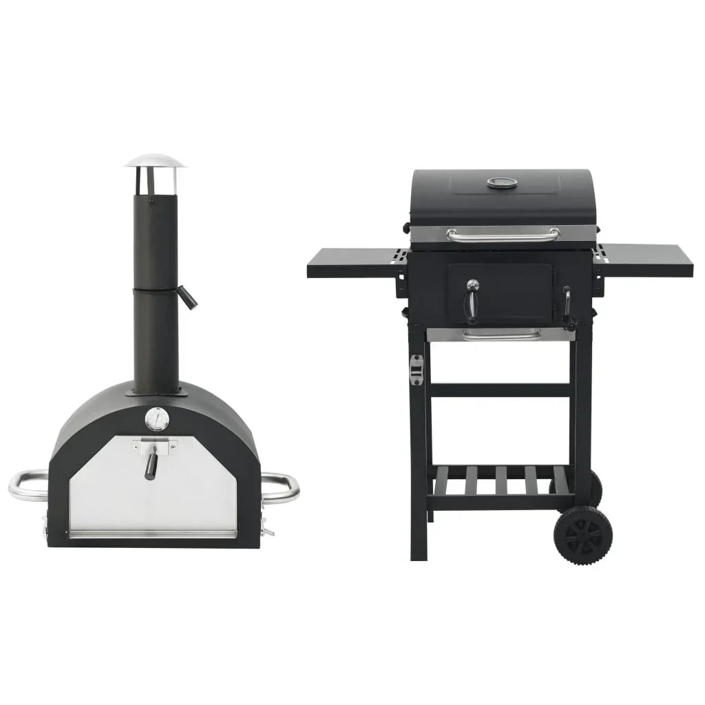 Piec Do Pizzy I Grill Zewnętrzny 3 w 1 Czarny Vidaxl