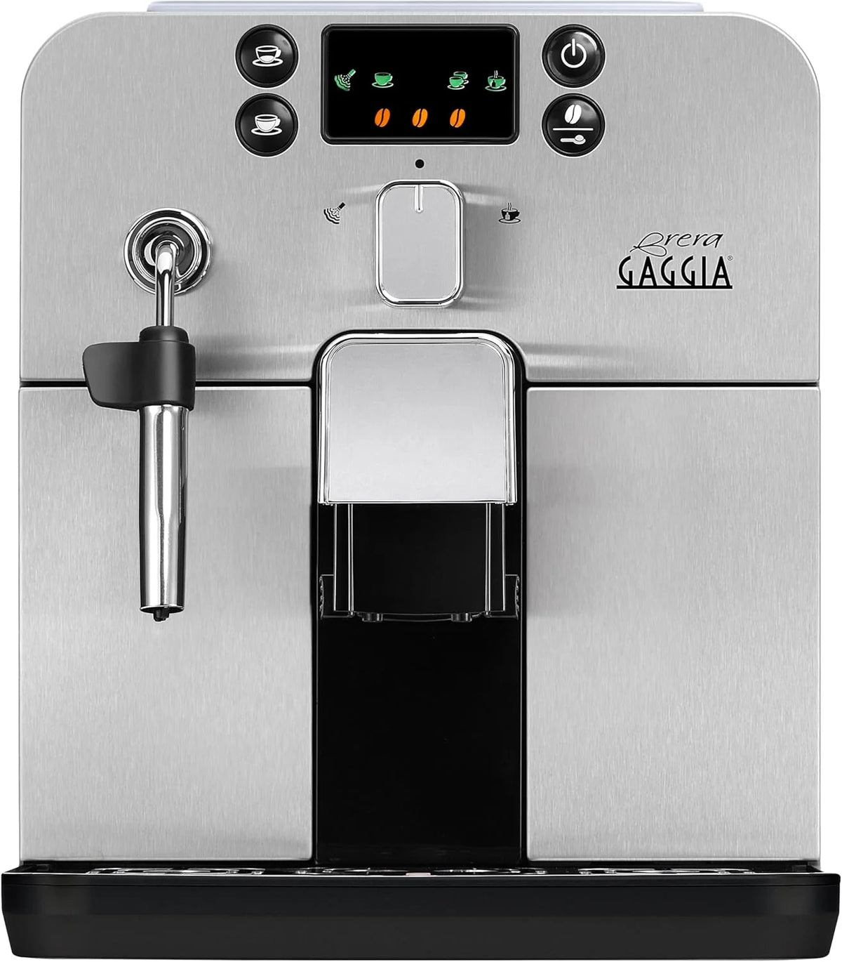 Gaggia RI9305/11 Brera – w pełni automatyczny ekspres do kawy, do espresso i cappuccino, ziaren kawy lub mielonej, 1400 W, srebrny/czarny, 100% Made in Italy