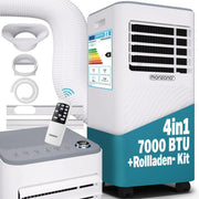 Monzana® lokale Klimaanlage MZKA2000 Mobil Abluftschlauch 7000BTU 3in1 750W 24h Timer 25qm Fernbedienung Luftentfeuchter Rollladenkit Klimagerät(7000 BTU)