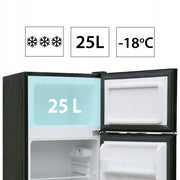 LODÓWKA MAŁA chłodziarka zamrażarka hotelowa biurowa srebrna LED 88l. 86cm