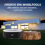 Arebos Whirlpool | Dmuchane SPA | Do użytku wewnątrz i na zewnątrz | Owalne 190x120 cm | 2 osoby | 90 dysz masujących | Z ogrzewaniem | 550 litrów | W zestawie Pokrowiec | Masaż bąbelkowy SPA i Wellness