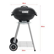 Okrągły grill węglowy Apricena z pokrywą 80x49x47cm - Czarny [casa.pro]