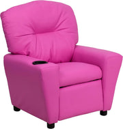 Flash Furniture Contemporary Kids Recliner with Cup Holder, Wood, Beige Vinyl, 26" x 21" x 21"