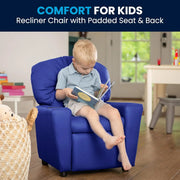 Flash Furniture Contemporary Kids Recliner with Cup Holder, Wood, Beige Vinyl, 26" x 21" x 21"