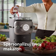 Philips Pasta Maker z serii 7000 - Technologia ProExtrude, Automatyczne ważenie, 8 tarcz do makaronu, Idealne ciasto, Łatwe czyszczenie, Czarny (HR2665/93)