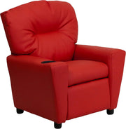 Flash Furniture Contemporary Kids Recliner with Cup Holder, Wood, Beige Vinyl, 26" x 21" x 21"