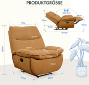 FLEXISPOT XC6 Fotel Relaxacyjny, Obrotowa Kanapa z Funkcją Bujania, Fotel TV z Regulowanym Oparciem, Rozkładany Fotel do Sypialni, Salonu i Kina Domowego (Beżowy)