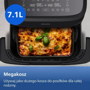 Philips Ovi Dual Basket z parą - Wyjątkowe funkcje gotowania Steamfry, Gotowania na parze, Airfry - 19 sposobów gotowania; pojemność 9L (3L + 6L), RapidAir Plus, automatyczne SteamClean (NA550/00)