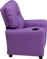 Flash Furniture Contemporary Kids Recliner with Cup Holder, Wood, Beige Vinyl, 26" x 21" x 21"