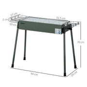 Grill węglowy ze stali nierdzewnej 94x39x70 cm – Outsunny.zielony
