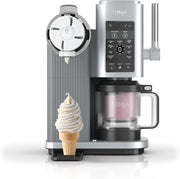 Ninja CREAMI Scoop & Swirl maszynka do lodów z 2 pojemnikami, 13 funkcji, przygotowuje lody, lody włoskie, gelato, sorbety, koktajle mleczne i inne desery, opcja dodatków, Srebrny, NC701EU