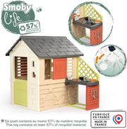 Smoby Life Casa Nature z kuchnią - Domek dla dzieci do użytku wewnątrz i na zewnątrz - Odporny na promieniowanie UV materiał z recyklingu - Od 2 lat - W zestawie kuchnia i akcesoria - (7600810739)