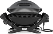 Weber Q1400 Elektryczny Grill, powierzchnia grillowania 43 x 32 cm, przenośny BBQ Grill,2-częściowy żeliwny ruszt pokryty emalią porcelanową, pokrywa i obudowa aluminiowa - Ciemnoszary (52020079)
