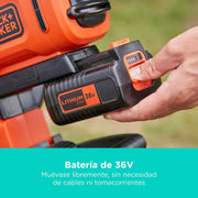 BLACK+DECKER Dmuchawa, odkurzacz i rozdrabniacz do liści 36 V, akumulatorowa, z workiem na liście 45 L i akumulatorem litowym 2,5 Ah, BCBLV3625L1-QW