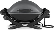Weber Q1400 Elektryczny Grill, powierzchnia grillowania 43 x 32 cm, przenośny BBQ Grill,2-częściowy żeliwny ruszt pokryty emalią porcelanową, pokrywa i obudowa aluminiowa - Ciemnoszary (52020079)