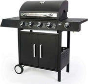 El Fuego® Grill gazowy "San Angelo 4+1", 4 główne palniki + 1 palnik boczny, stal nierdzewna, w zestawie wąż gazowy i reduktor ciśnienia, grill na kółkach, AY 582