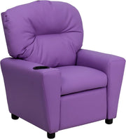 Flash Furniture Contemporary Kids Recliner with Cup Holder, Wood, Beige Vinyl, 26" x 21" x 21"