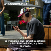 Sony WH-1000XM5 ANC Bezprzewodowe słuchawki nauszne z redukcją hałasu, Bluetooth, krystalicznie czystą jakością rozmów, Hi-Res, do 30 godzin pracy na baterii, szybkie ładowanie, Alexa i Asystent Google, iOS i Android - Czarne