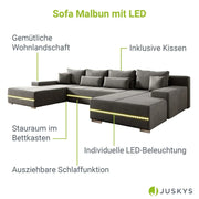 2025 Sofa narożny Malbun z oświetleniem LED