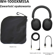 Sony WH-1000XM5 ANC Bezprzewodowe słuchawki nauszne z redukcją hałasu, Bluetooth, krystalicznie czystą jakością rozmów, Hi-Res, do 30 godzin pracy na baterii, szybkie ładowanie, Alexa i Asystent Google, iOS i Android - Czarne