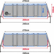 yourGEAR Basen Rodzinny XL 3x3m - Basen Ogrodowy z Wytrzymałą Stalową Ramą, 8100L