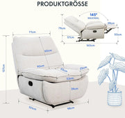 FLEXISPOT XC6 Fotel Relaxacyjny, Obrotowa Kanapa z Funkcją Bujania, Fotel TV z Regulowanym Oparciem, Rozkładany Fotel do Sypialni, Salonu i Kina Domowego (Beżowy)