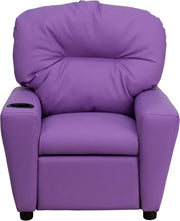 Flash Furniture Contemporary Kids Recliner with Cup Holder, Wood, Beige Vinyl, 26" x 21" x 21"