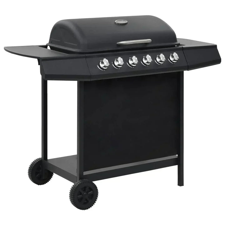 2026 Czarny, stalowy grill gazowy V3794 z 6 palnikami