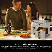 Ninja MAX Dwustrefowa frytkownica, 2 szuflady, 9,5 l, zero oleju, Air Fry, Max Crisp, Roast, Bake, Reheat, Dehydrate, nieprzywierające kosze do mycia w zmywarce, Złoty odcień kamienia, DZ400EUSTGD
