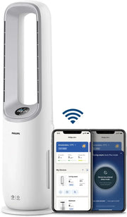 Philips Air Performer 3w1 — wentylator, oczyszczacz powietrza i grzejnik, filtr NanoProtect HEPA, usuwa alergeny, wirusy, bakterie, zapachy i 99,97% pyłków z powietrza, cichy, kolor szary (AMF870/15)