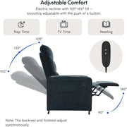 FLEXISPOT Elektryczny Fotel Relaksacyjny z Regulowanym Oparciem, Odchylany od 105° do 155°, Fotel Rozkładany, Ergonomiczna Sofa Relaksacyjna do Sypialni, Salonu i Kina Domowego (Ciemnoszary)