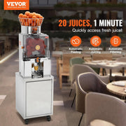 VEVOR Wyciskarka do Cytrusów Elektryczna 120 W, Automatyczna Komercyjna Wyciskarka do Soków Pomarańczowych z Wyjmowanym Filtrem, Wiadrem na Skórki i Kranikiem do Restauracji, Kawiarni, Sklepów Owocowych