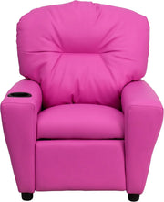 Flash Furniture Contemporary Kids Recliner with Cup Holder, Wood, Beige Vinyl, 26" x 21" x 21"