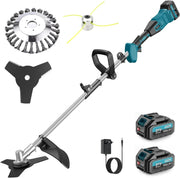 Akku Rasentrimmer mit 2 Akku, 16000mAh/21V 1000W Bürstenloser Akku Freischneider, Schnittdurchmesser 30cm, Multifunktion Rasenkantenschneider Akku für Rasen Garten Beschneiden - E-Edge