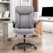 Ergonomiczne krzesło biurowe, krzesło do komputera, obrotowe krzesło robocze ze składanym podłokietnikami, regulacja wysokości, wygodne, do biura, domu, gier (szary materiał) (Czarny)