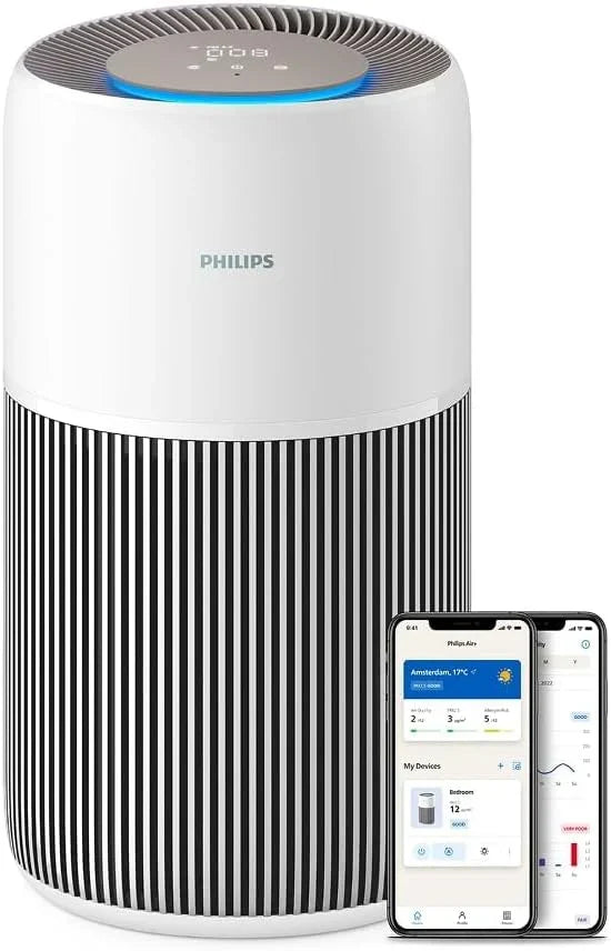 Philips luftrenare i 2200-serien, HEPA NanoProtect + aktivt kolfilter, CADR 400 m³/h för 104 m², hypoallergen, ultratyst, smart och långvarigt filter (AC2210/10)