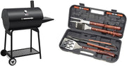 2026 Royal Gourmet CC1830 30-calowy grill węglowy ze składanym stolikiem bocznym, grill zewnętrzny z rusztem o powierzchni 4045 cm² do ogrodu, na patio i imprezy, czarny