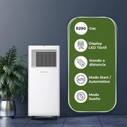 Przenośny klimatyzator Aspes, 9000 BTU. AAAP900F. Tylko chłodzenie, dotykowy wyświetlacz LED, timer, pilot, zestaw do montażu okiennego w zestawie, klasa energetyczna A