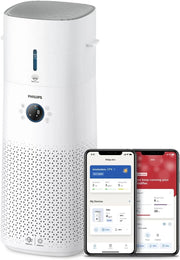 Philips Air Performer 3w1 — wentylator, oczyszczacz powietrza i grzejnik, filtr NanoProtect HEPA, usuwa alergeny, wirusy, bakterie, zapachy i 99,97% pyłków z powietrza, cichy, kolor szary (AMF870/15)