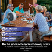 Shark FlexBreeze TableMate Akumulatorowy wentylator wewnętrzno-zewnętrzny, do 24 godz. pracy, wydajne chłodzenie, zasięg 20 m, cichy, 5 prędkości, oscylacja, zdalne sterowanie, zimna mgiełka, FA150EU