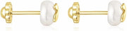 TOUS Kolczyki niemowlęce z 18-karatowego złota z perłą hodowlaną 0,6 cm i motywem 0,45 cm, z zapięciem na sztyft, eleganckie i ponadczasowe, kolekcja Icon Pearl