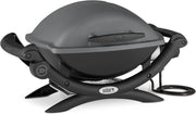 Weber Q1400 Elektryczny Grill, powierzchnia grillowania 43 x 32 cm, przenośny BBQ Grill,2-częściowy żeliwny ruszt pokryty emalią porcelanową, pokrywa i obudowa aluminiowa - Ciemnoszary (52020079)