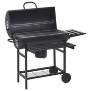 2026 Grill z kółkami i półkami, czarny, stal, 115 x 85 x 95 cm, grill ogrodowy