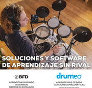 Alesis Nitro Max Kit – Elektroniczna perkusja z cichymi naciągami siateczkowymi, dwustrefowym padem werbla 10", Bluetooth, 440+ autentycznych brzmień, lekcjami Drumeo, USB MIDI, pedałem stopy