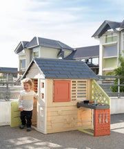 Smoby Life Casa Nature z kuchnią - Domek dla dzieci do użytku wewnątrz i na zewnątrz - Odporny na promieniowanie UV materiał z recyklingu - Od 2 lat - W zestawie kuchnia i akcesoria - (7600810739)