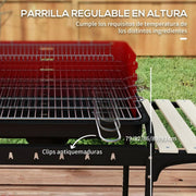 Grill Węglowy Outsunny Metal Sosna, 103x47x95 Cm, Czerwono-Czarny