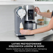 Ninja CREAMI Scoop & Swirl maszynka do lodów z 2 pojemnikami, 13 funkcji, przygotowuje lody, lody włoskie, gelato, sorbety, koktajle mleczne i inne desery, opcja dodatków, Srebrny, NC701EU