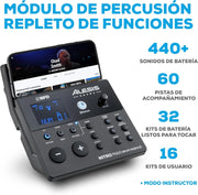 Alesis Nitro Max Kit – Elektroniczna perkusja z cichymi naciągami siateczkowymi, dwustrefowym padem werbla 10", Bluetooth, 440+ autentycznych brzmień, lekcjami Drumeo, USB MIDI, pedałem stopy