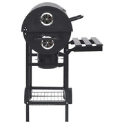 2026 Grill z kółkami i półkami, czarny, stal, 115 x 85 x 95 cm, grill ogrodowy
