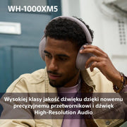 Sony WH-1000XM5 ANC Bezprzewodowe słuchawki nauszne z redukcją hałasu, Bluetooth, krystalicznie czystą jakością rozmów, Hi-Res, do 30 godzin pracy na baterii, szybkie ładowanie, Alexa i Asystent Google, iOS i Android - Czarne
